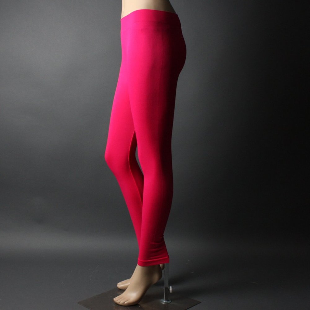 Magenta Pink Workout School Outdoor Casual Stretch Full Length Leggings Pants